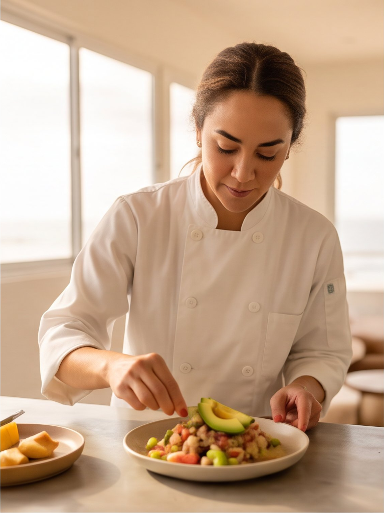Chef plating a dish